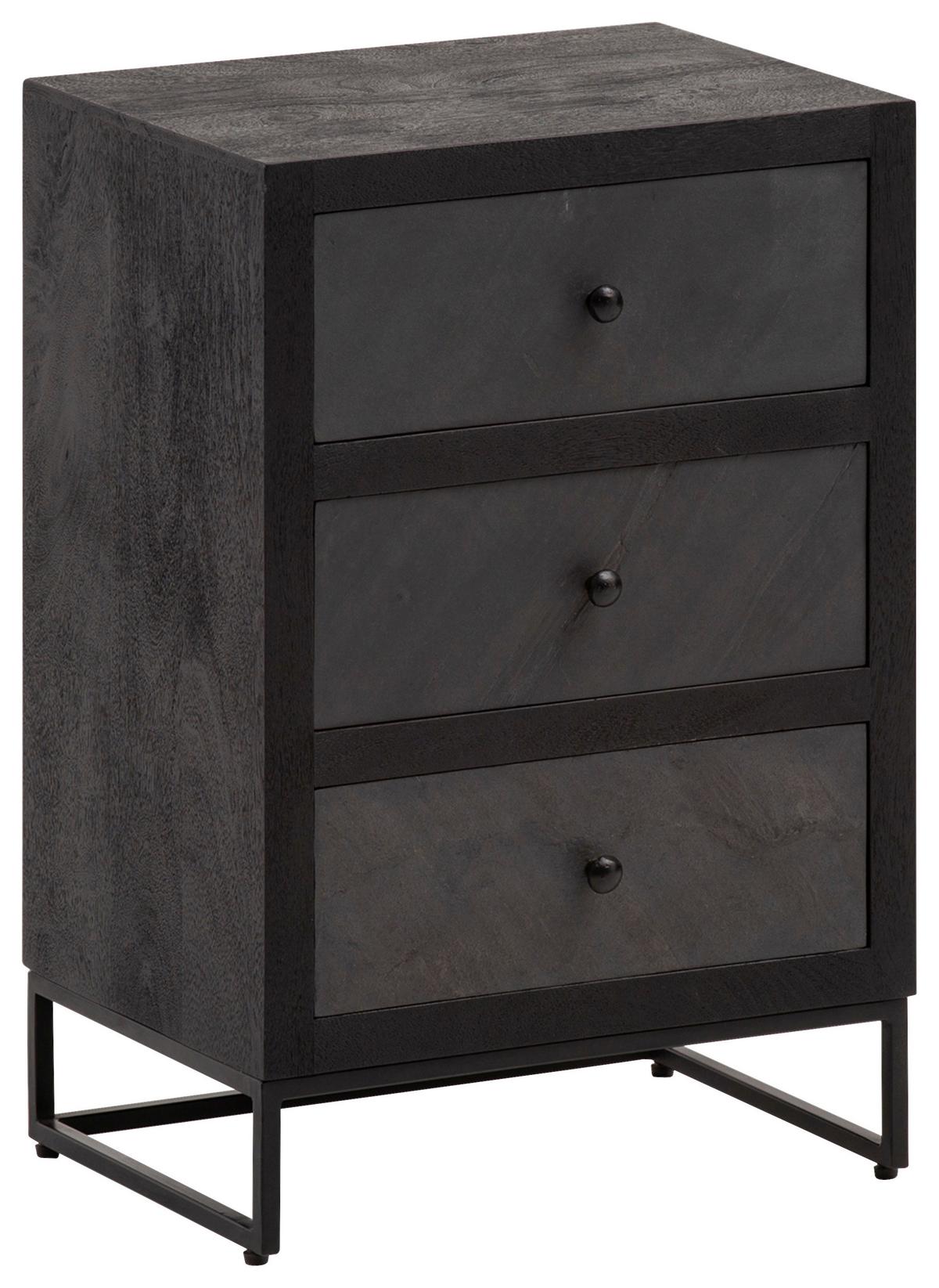 Nočna Omarica Wl6.768 - črna, Trendi, kovina/leseni material (40/60/30cm) - MID.YOU