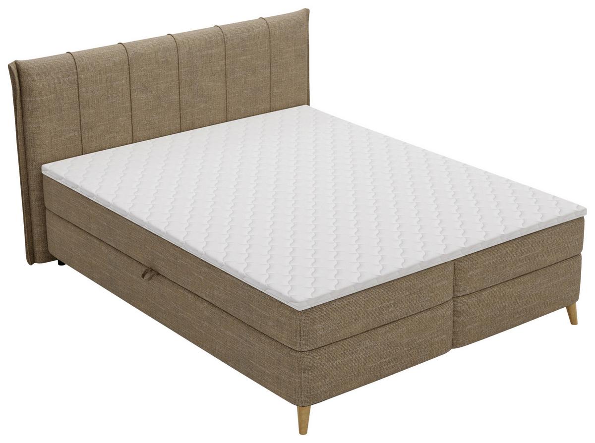 Boxbett Veloria Braun ca. 160x200cm - Beige/Schwarz, KONVENTIONELL, Textil/Metall (160/200cm) - Based