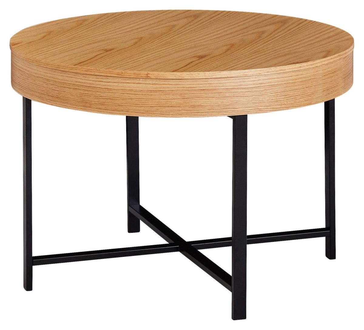 Couchtisch "WL5.978" Ø ca. 69 cm, braun - Eichefarben/Schwarz, Design, Holz/Holzwerkstoff (69/69/49cm) - MID.YOU