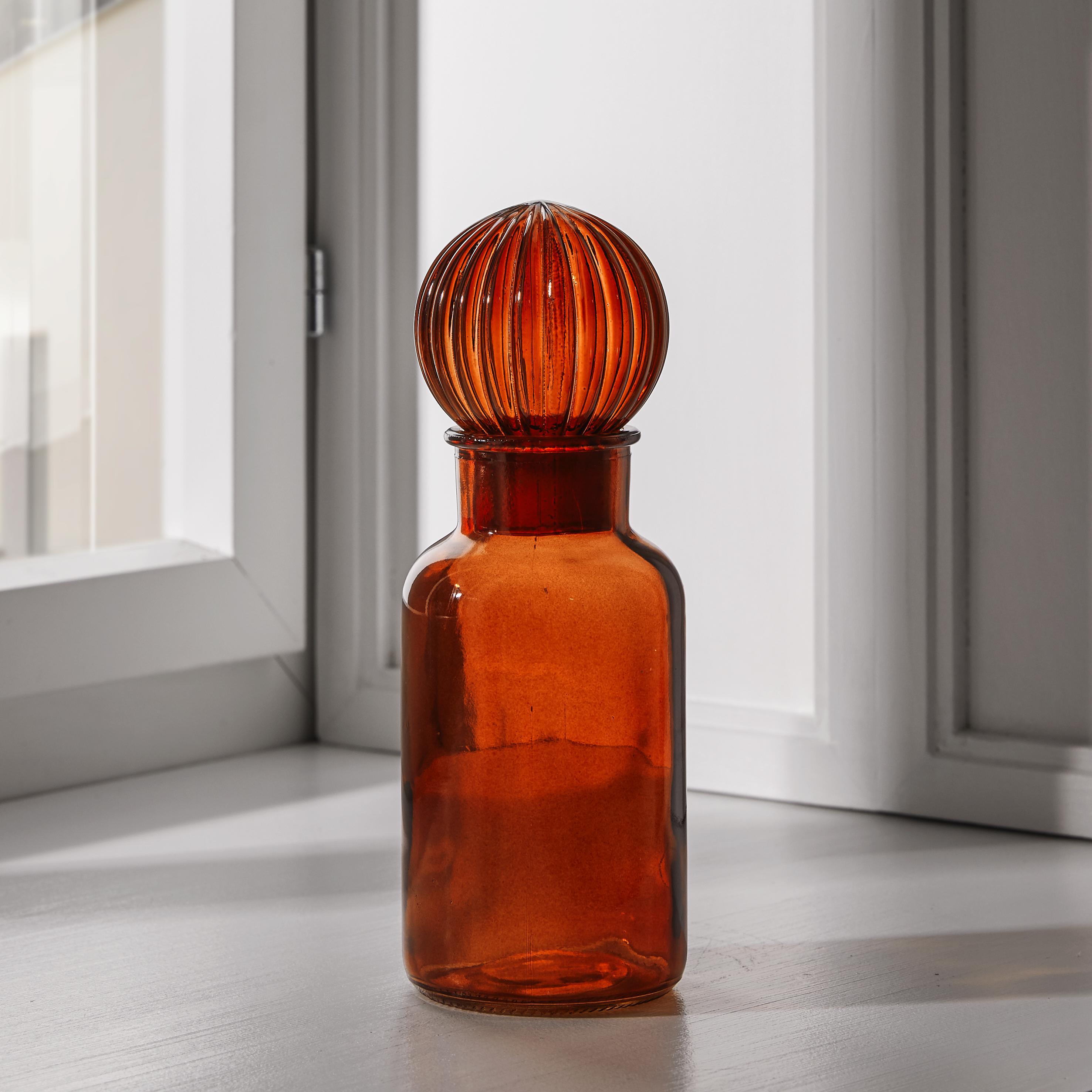 Vase in Orange Ø/H ca. 8/23 cm 'Milla' - Orange, MODERN, Glas (8/23cm) - Bessagi Home