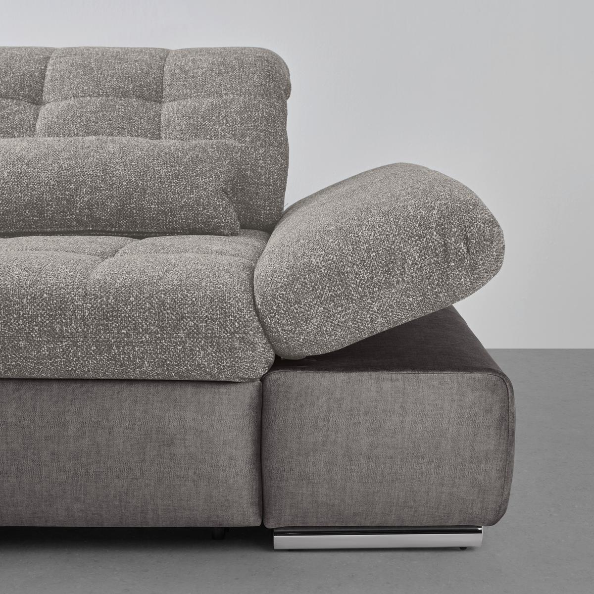 Wohnlandschaft Sanfino Silberfarben - Chromfarben/Silberfarben, KONVENTIONELL, Holz/Textil (199/79-96/305cm) - Premium Living