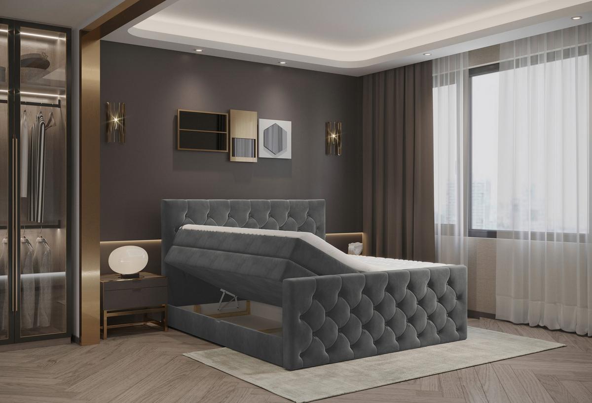 PAT BOXSPRING ELIO - bej/grafit, Romantik / Landhaus, textil (180/200cm) - James Wood