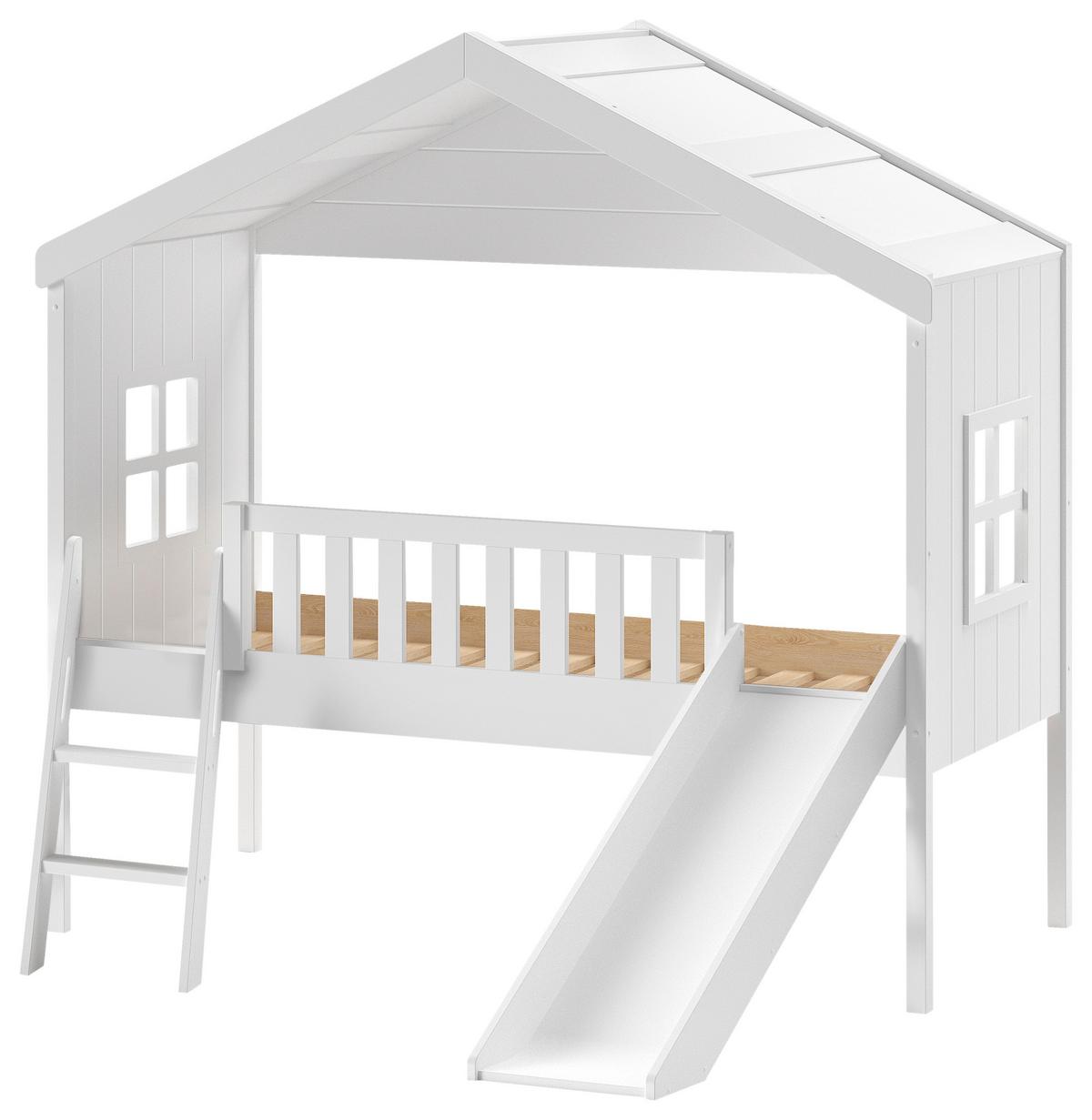 Hausbett Weiß ca. 90x200 cm - Weiß, Natur, Holz (90/200cm) - Vipack