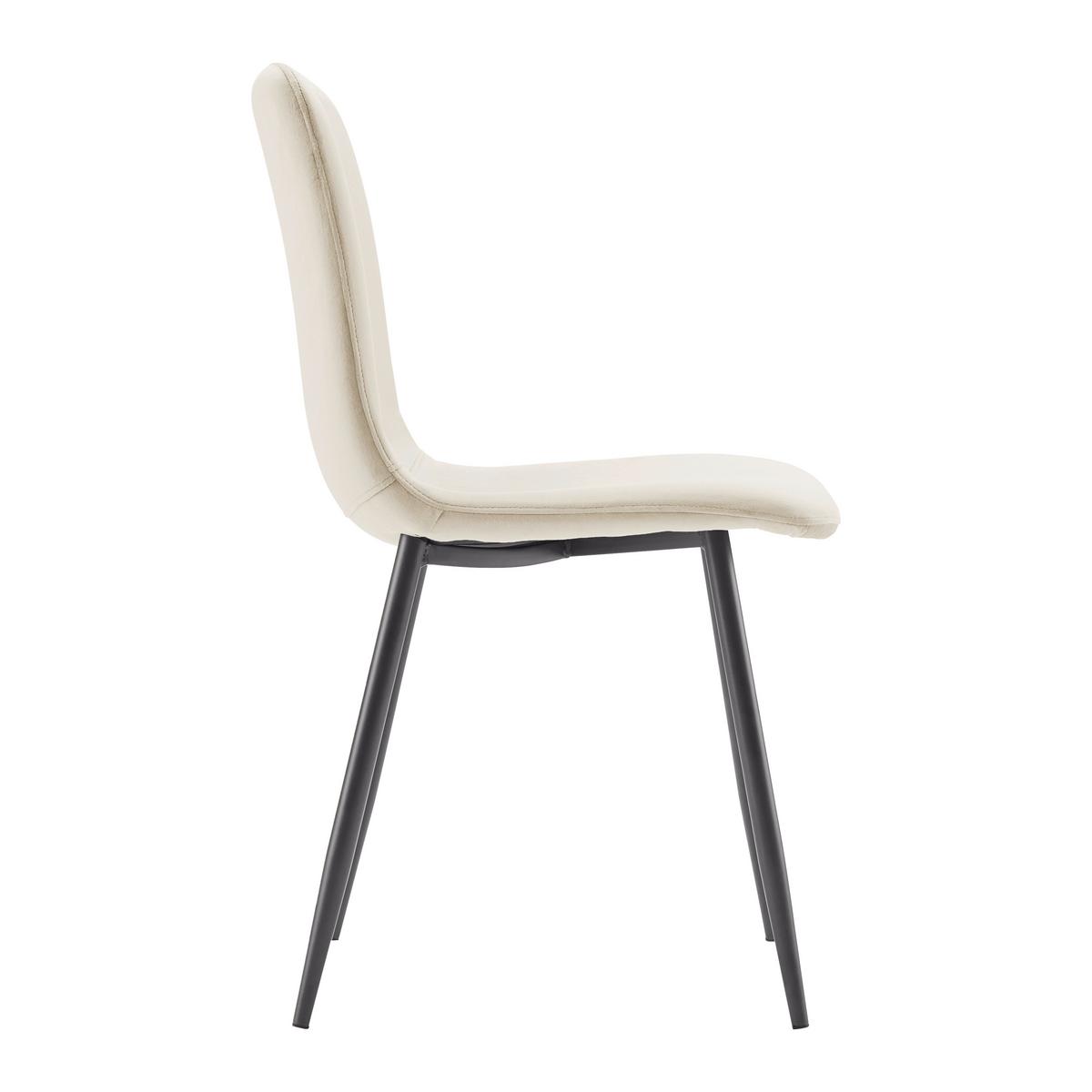 Stol Elif, Bež, Žamet - črna/bež, Moderno, kovina/tekstil (43/86/55cm) - Bessagi Home