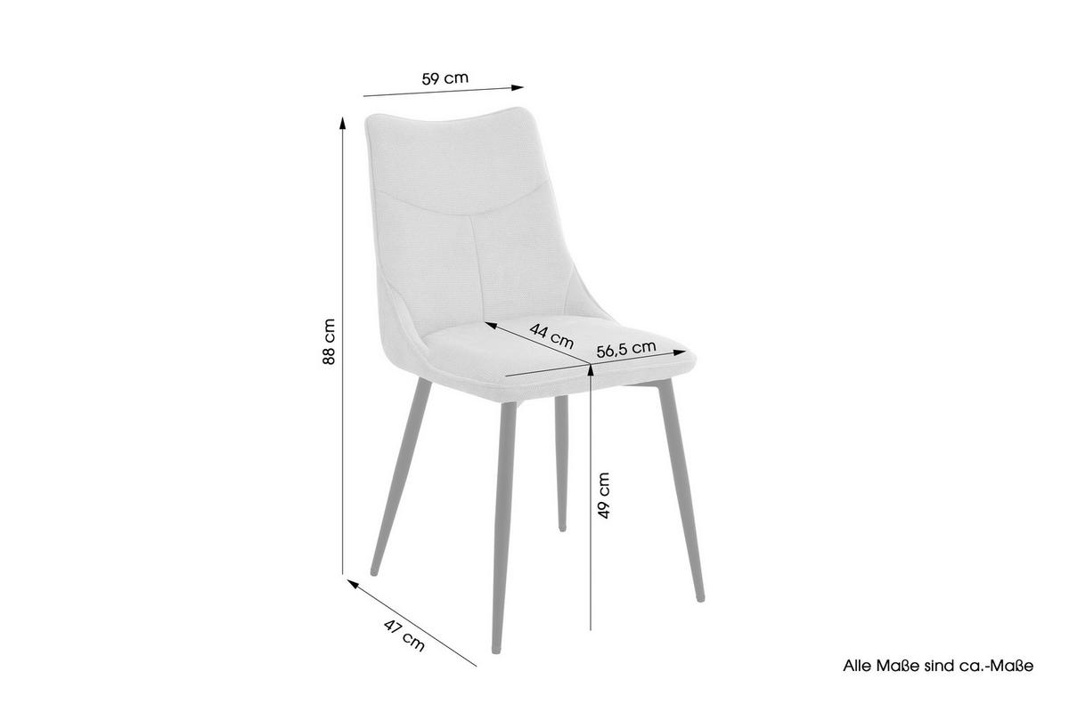 Stuhl-Set CARLO Taupe, Webstoff - Taupe/Schwarz, Design, Textil/Metall (59/88/47cm) - MID.YOU