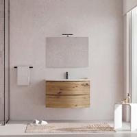 Bază Cu Lavoar Sole - alb/stejar Artisan, Modern, ceramică/metal (81/57/49cm)