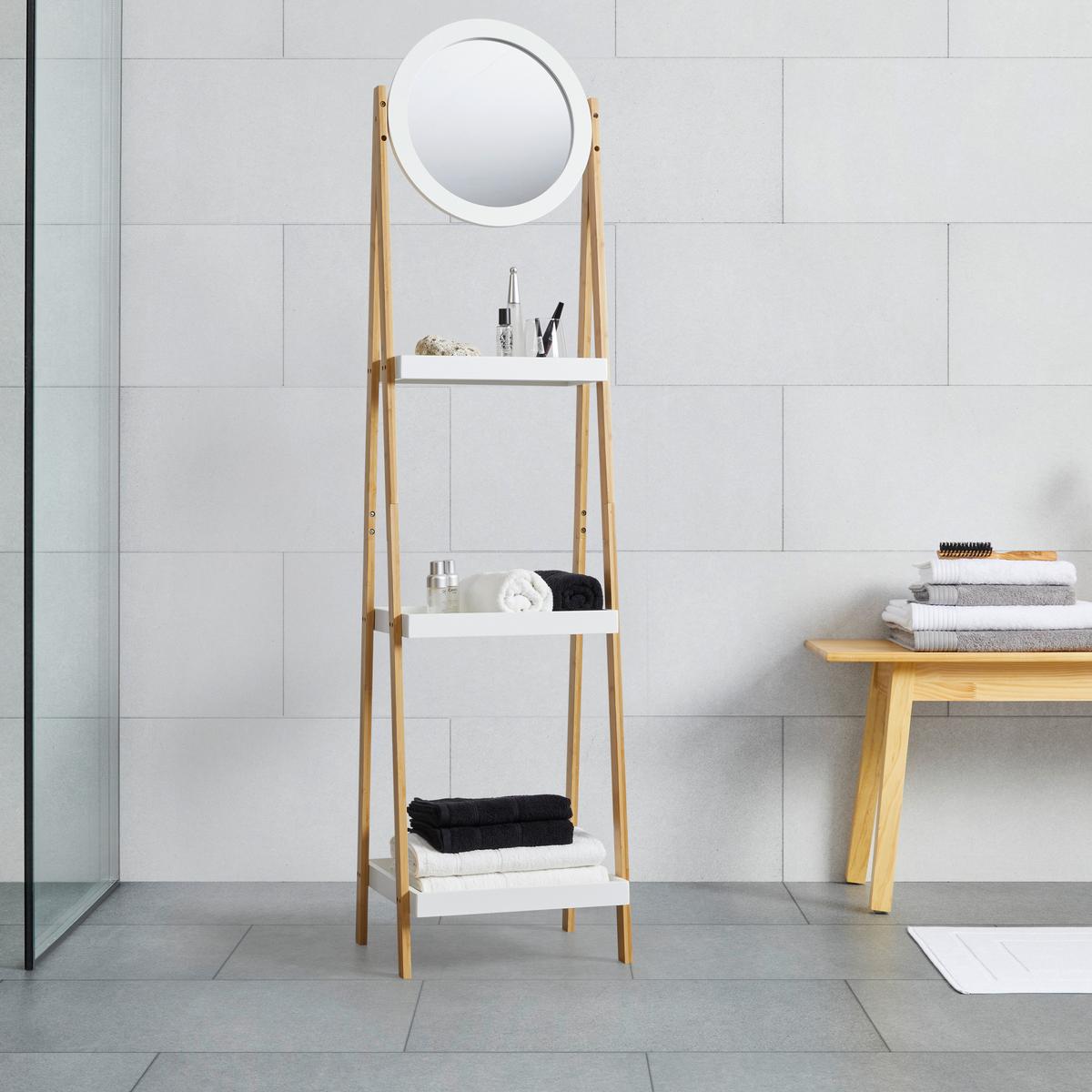 Regal Mirella Weiß/Naturfarben MDF - Naturfarben/Weiß, MODERN, Glas/Naturmaterialien (43/172/40cm) - Bessagi Home