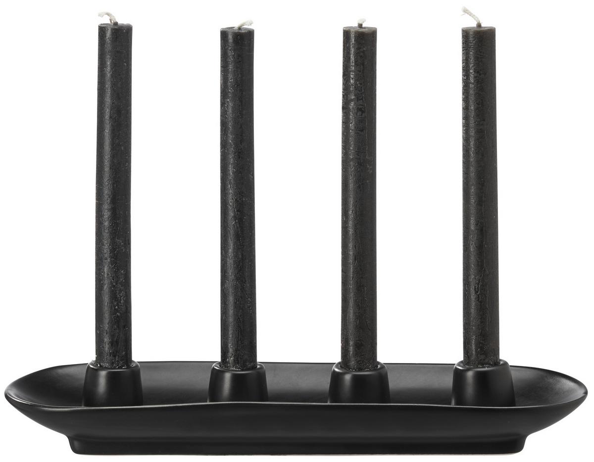 Kerzenhalter Noir in Schwarz - Schwarz, Keramik (34/11/4,5cm) - Modern Living
