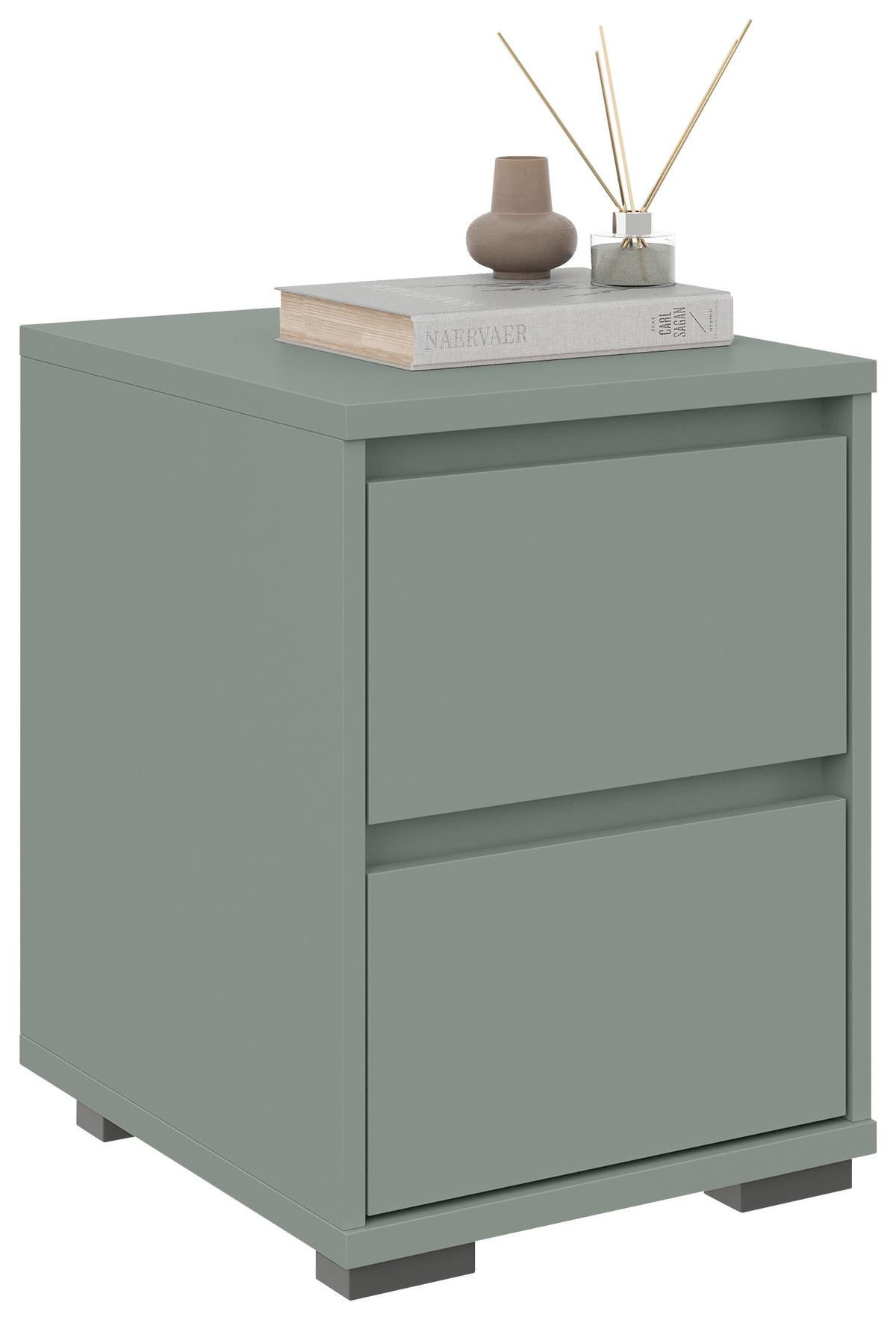 SZAFKA NOCNA LINE - antracytowy/szarozielony, Design, materiał drewnopochodny/tworzywo sztuczne (40,1/54,8/48cm) - Carryhome