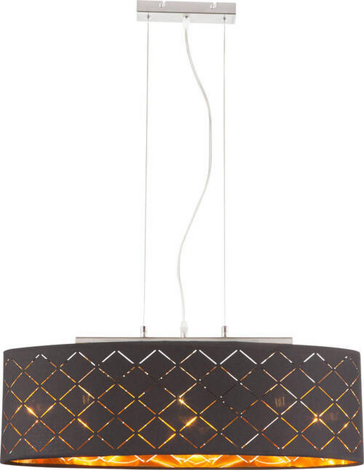 Hängeleuchte Clarke Goldfarben/Schwarz max. 7 Watt - Goldfarben/Schwarz, Basics, Textil/Metall (65/25/140cm) - Globo