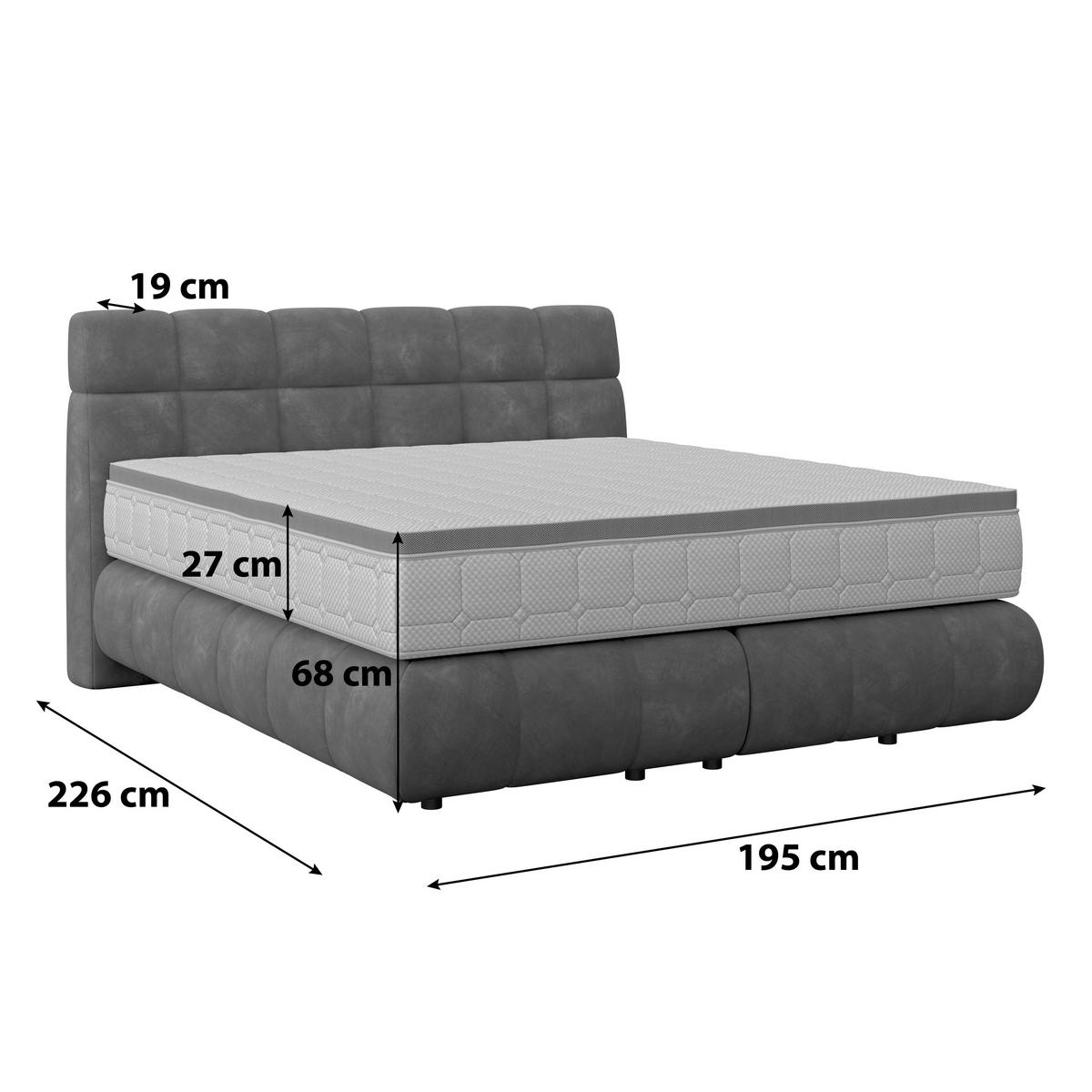 Boxspring Krevet Nobu - tamno zelena/crna, Trend, drvo/tekstil (180/200cm) - Premium Living