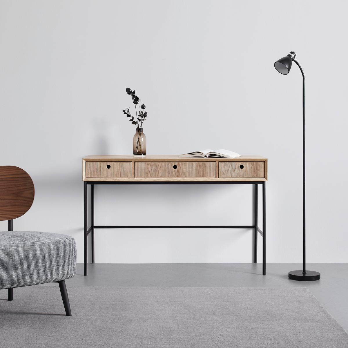 Konsolentisch Milano Esche/Schwarz MDF - Eschefarben, MODERN, Holz/Metall (120/40/77cm) - Bessagi Home