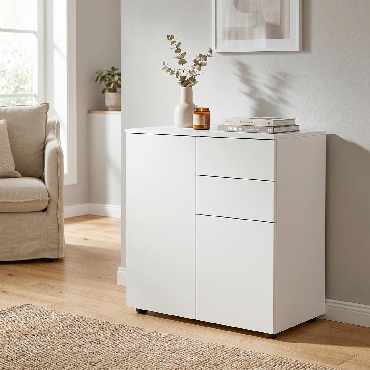 Kommode DALOSA Weiß ca. 70x77x39 cm - Anthrazit/Weiß, MODERN, Holzwerkstoff/Kunststoff (70/77/39cm) - MID.YOU