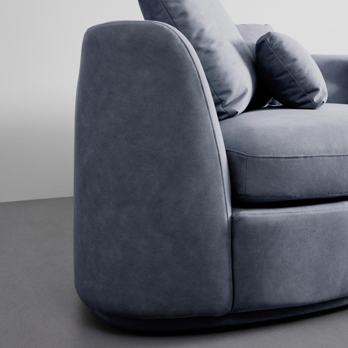 Wohnlandschaft Anna Grau Volours - Blau/Weiß, MODERN, Holz/Kunststoff (360/71/134cm) - Bessagi Home