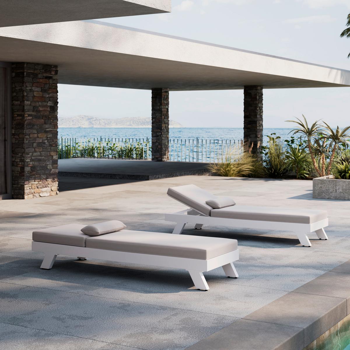 GARTENLIEGE SUSA - Hellgrau, Modern, Textil/Metall (200/64/40cm) - Bessagi Garden
