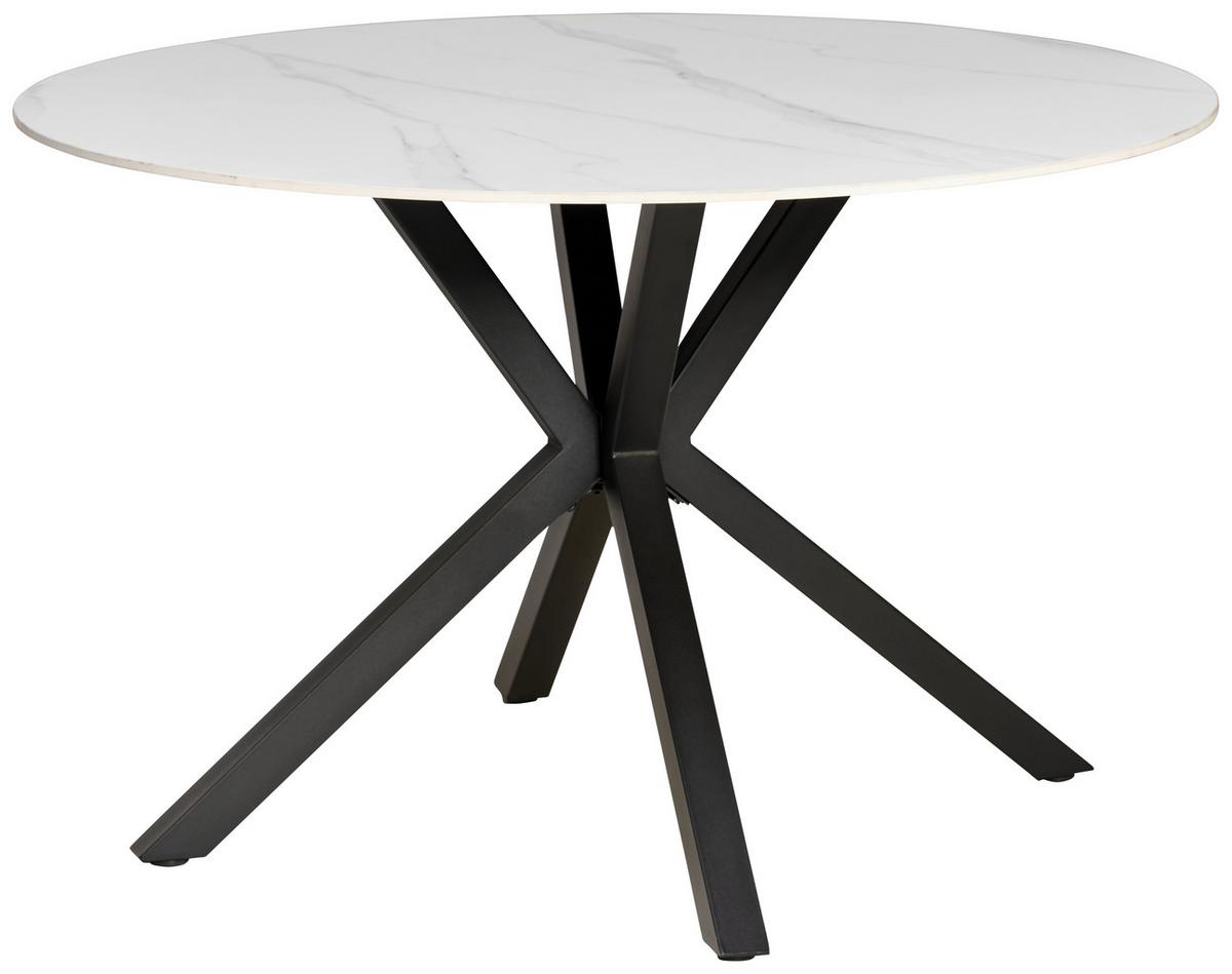 Jedilna Miza Birmingham, Keramika, Bela, Ø 118cm - črna/bela, Trendi, kovina/keramika (118/118/76cm) - MID.YOU