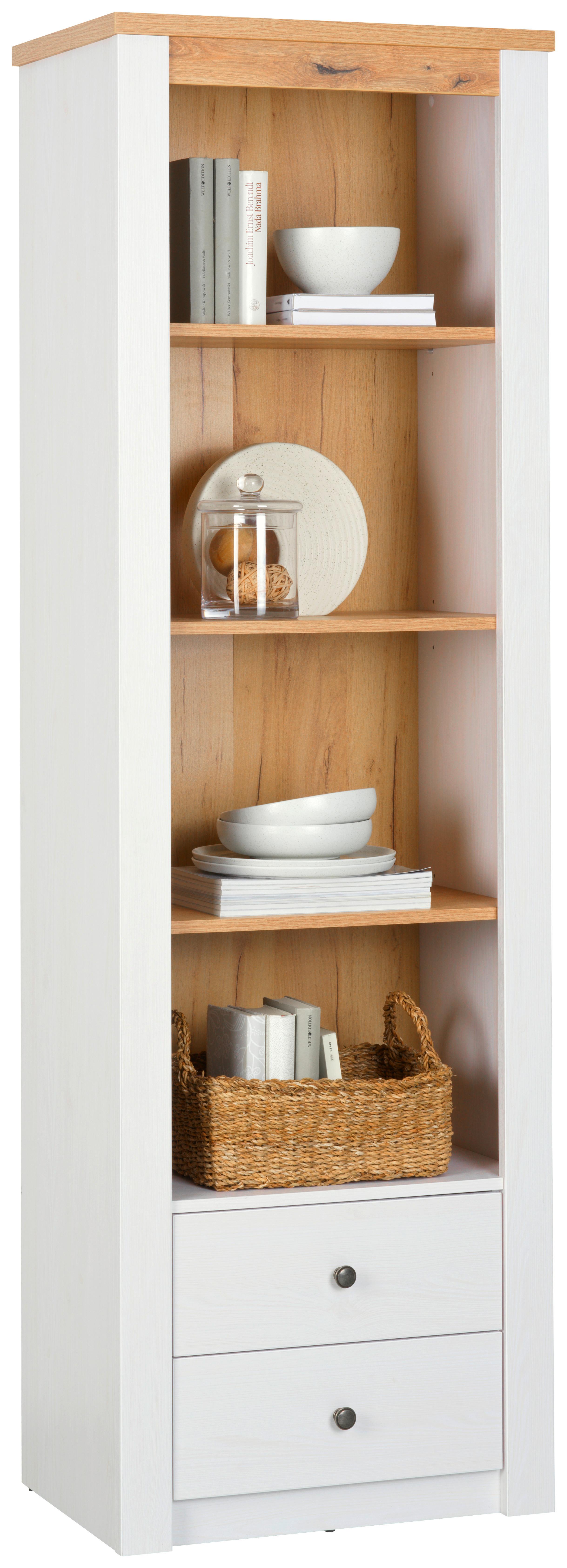 Knjižna Omara Rovigio, Barva Macesna, Bela - bela/barve macesna, Konvencionalno, kovina/umetna masa (62/196,5/42cm) - Landscape