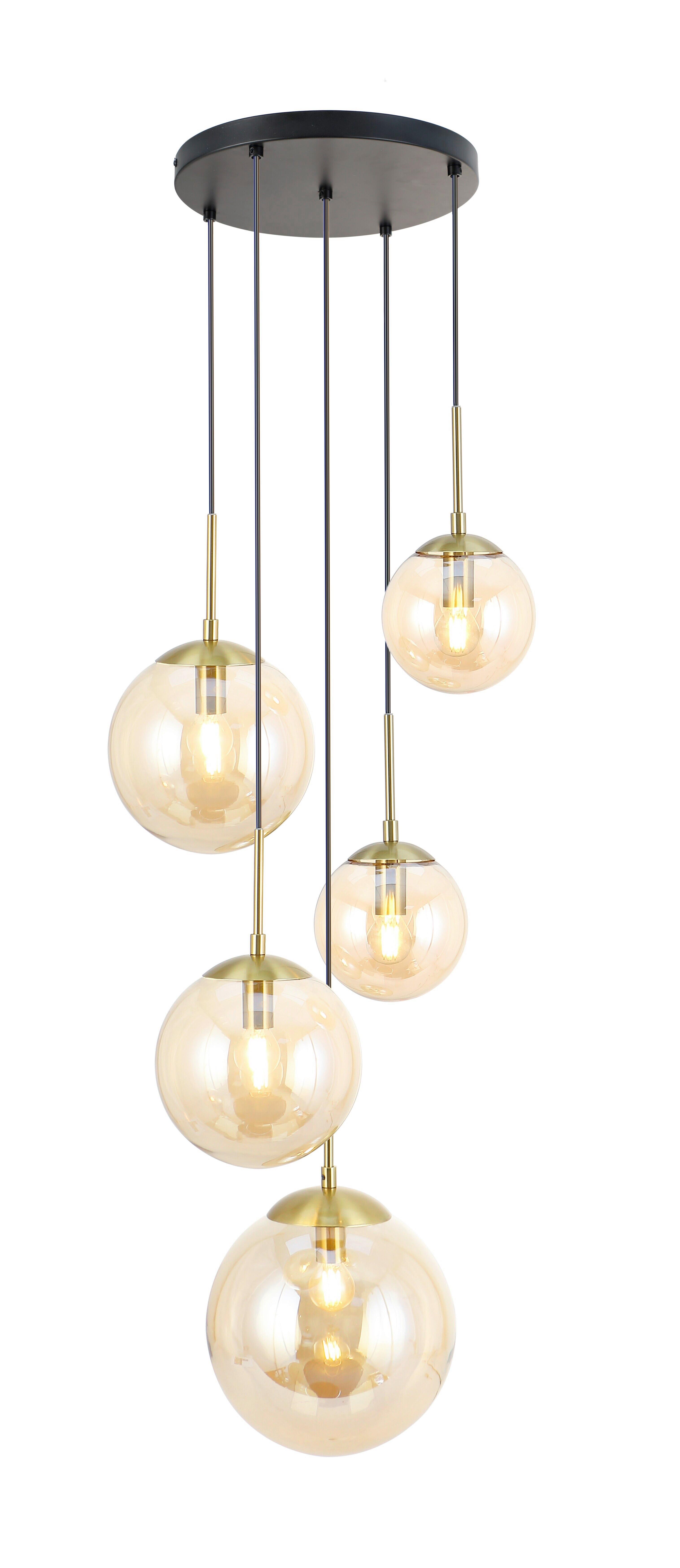 LAMPA WISZĄCA MARA - kolor bursztynowy/czarny, Trend, metal/szkło (44,5/120cm) - Novel