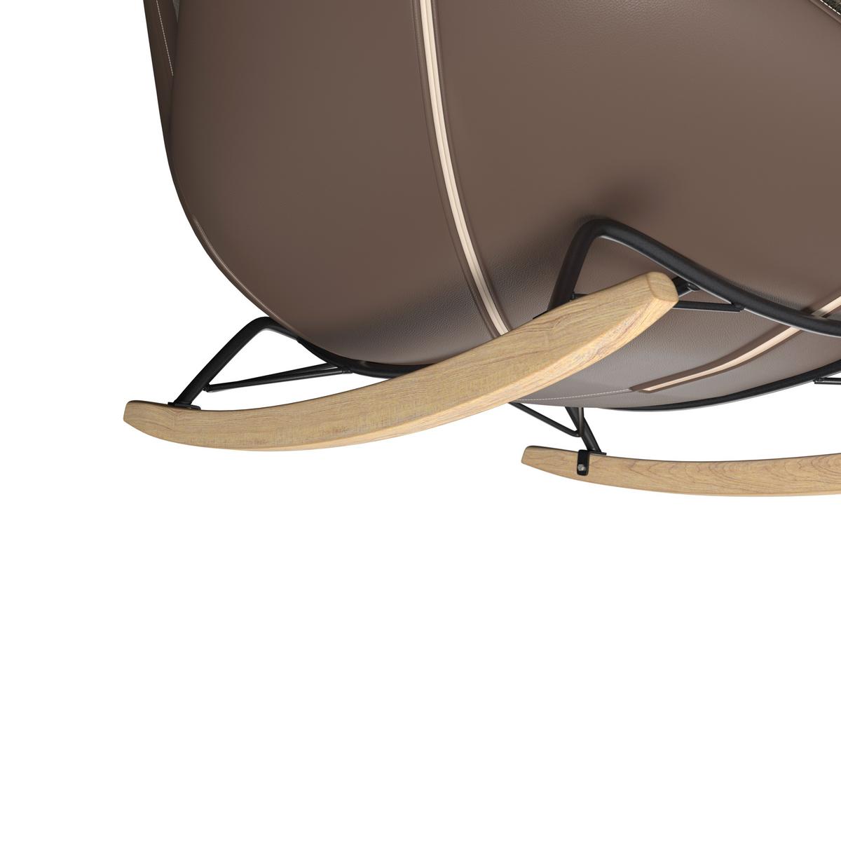 Schaukelsessel Elea Braun Lederlook/Chenille - Schwarz/Braun, MODERN, Holz/Textil (104/78/102cm) - Bessagi Home