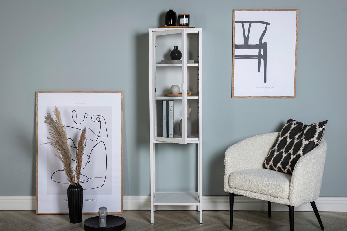 VITRINE MISHA - Weiß, Design, Metall (40,5/150/35cm) - Livetastic