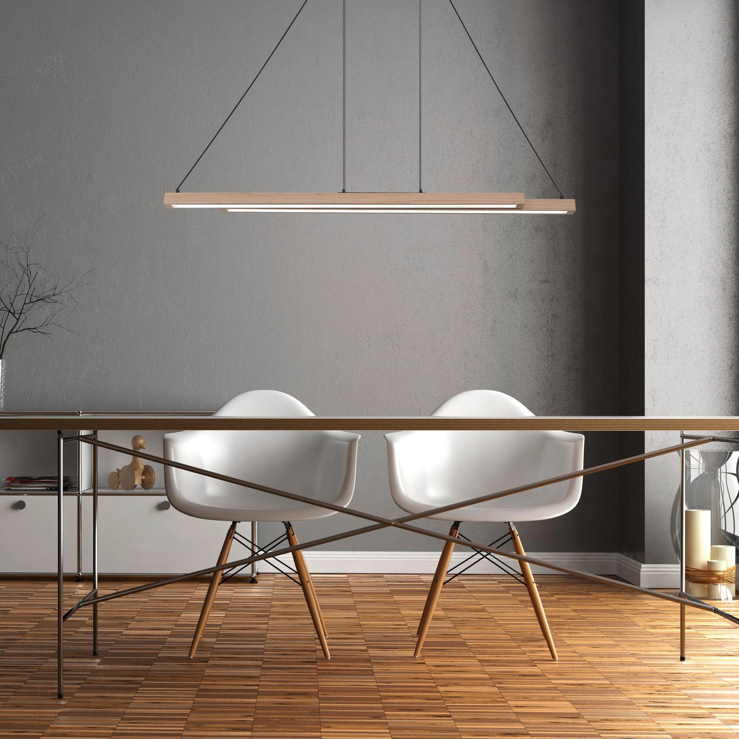 LED-HÄNGELEUCHTE 15537W - Dunkelbraun/Schwarz, Design, Kunststoff/Metall (171/7/120cm) - Globo