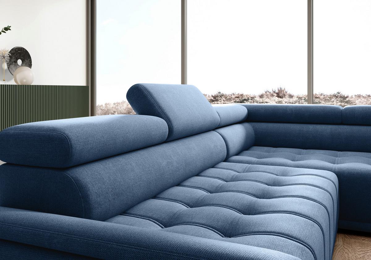 Kutna Garnitura Gremio - tamno plava/crna, Moderno, tekstil/plastika (283/106cm) - Modern Living