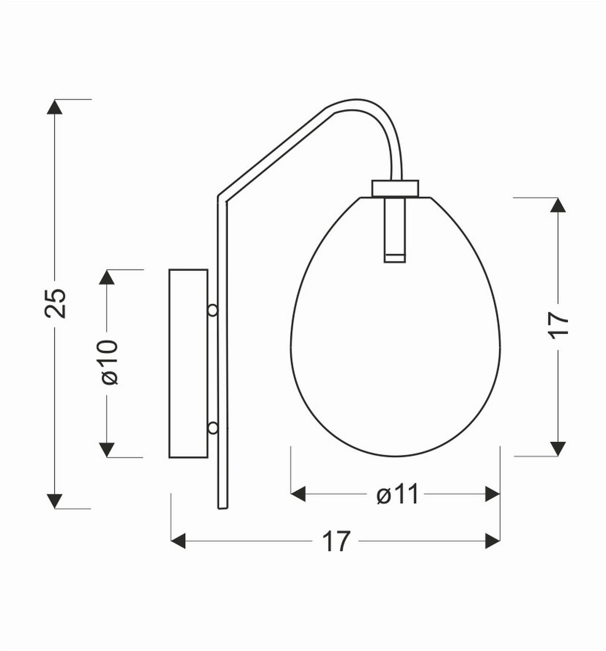 Zidna Svjetiljka Lukka - boje oplemenjenog čelika/boje kroma, Design, staklo/metal (17/10/25cm)