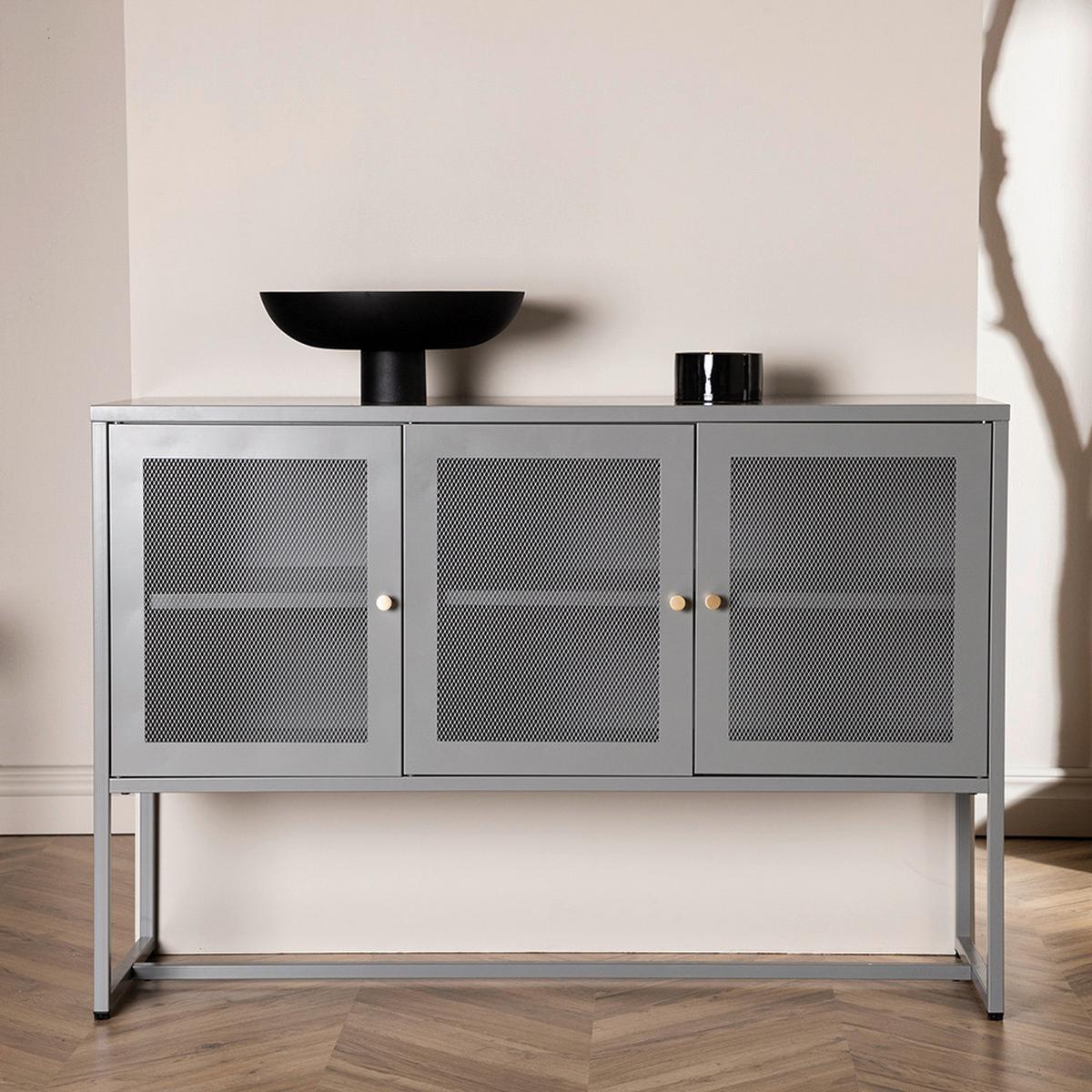 Sideboard Malla Hellgrau ca. 120x80x40cm - Hellgrau, Design, Metall (120/80/40cm) - Livetastic