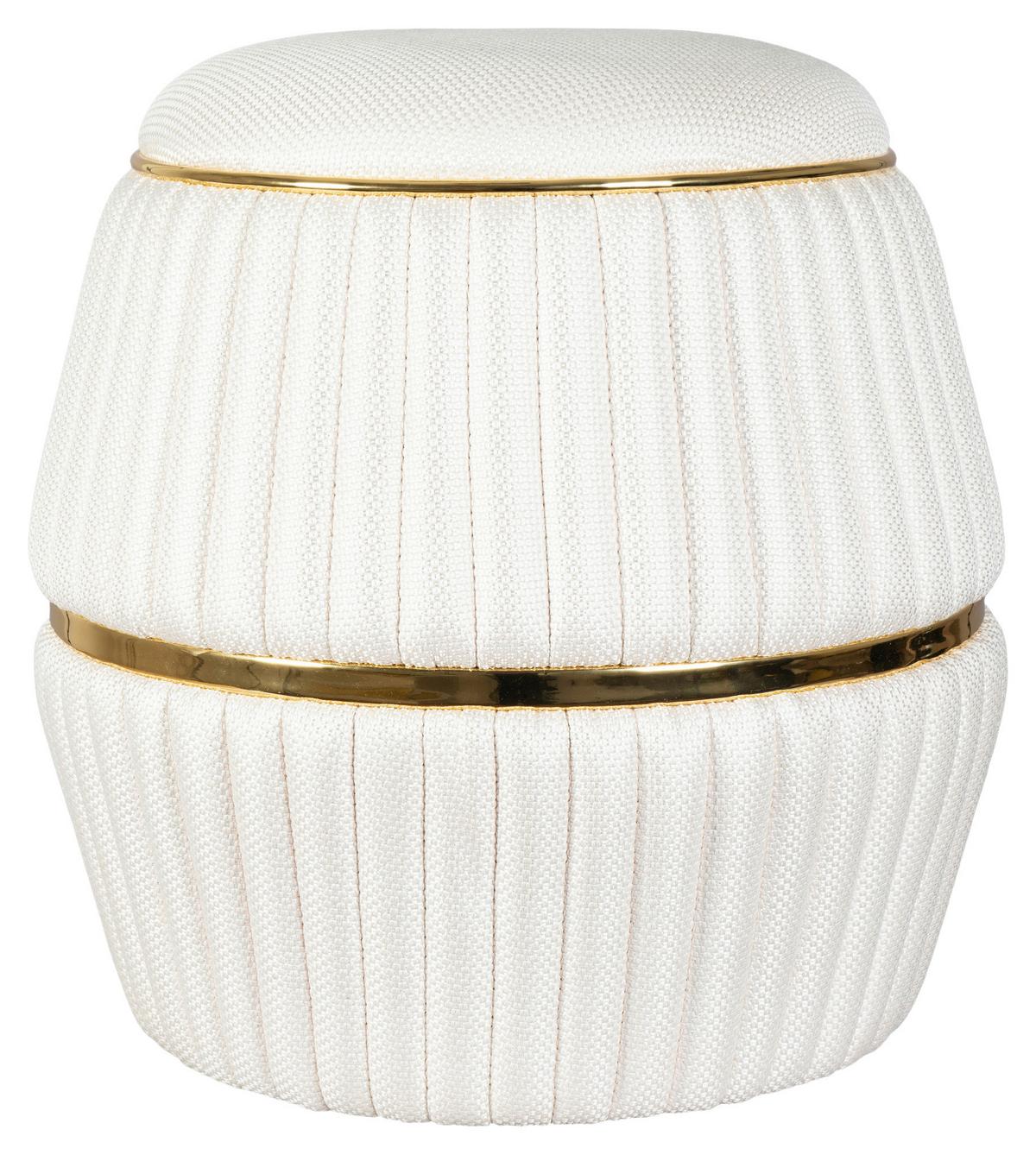 HOCKER DORIC 245 - Beige/Goldfarben, Design, Textil (51,5/53cm) - Kayoom