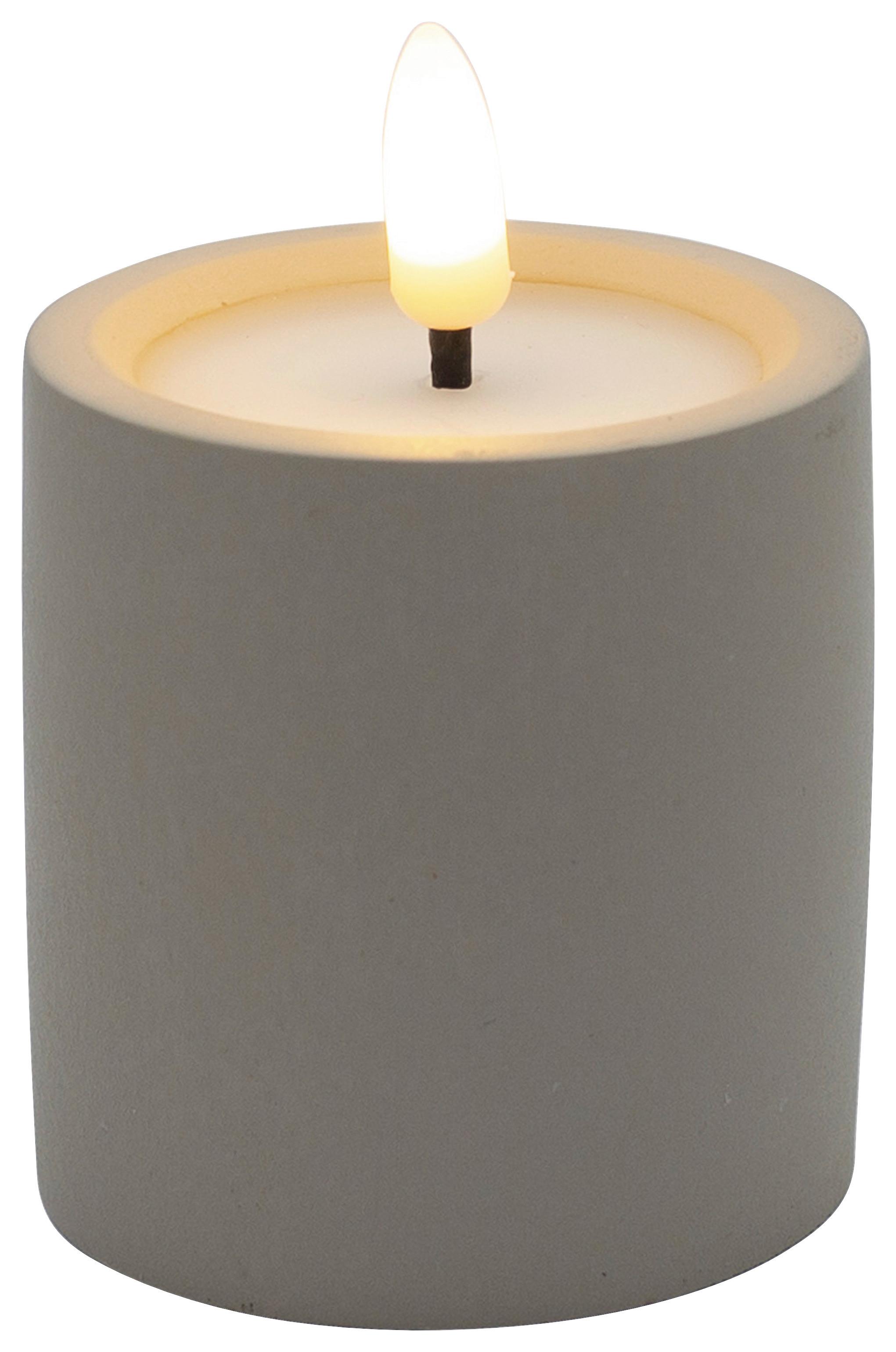 LED-Kerze Karen Grau - Grau, MODERN, Naturmaterialien/Kunststoff (6/6,5cm) - Mömax