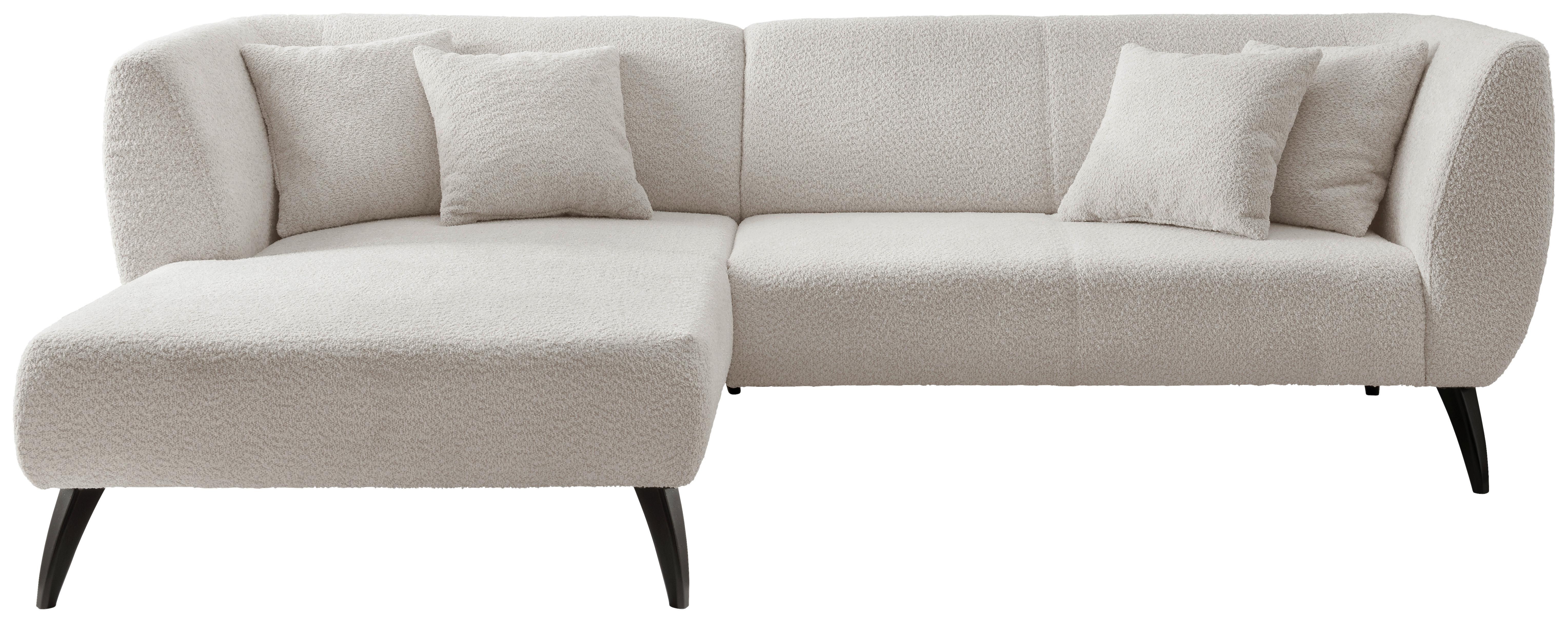 Wohnlandschaft Colori weiß Bouclé - Schwarz/Weiß, MODERN, Holz/Textil (160/264cm) - MID.YOU