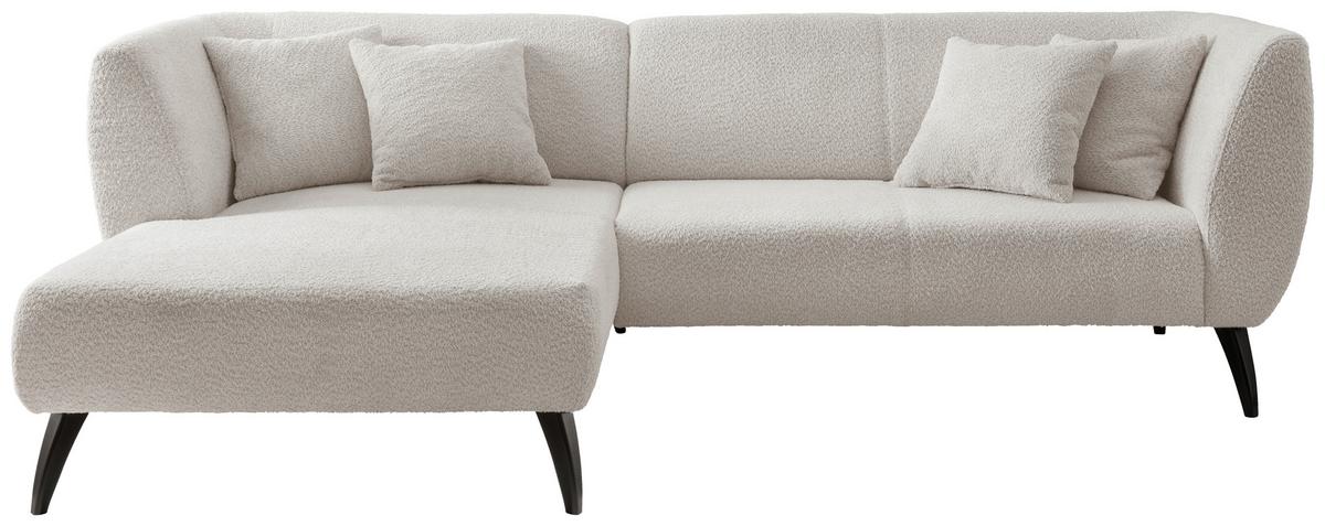 Wohnlandschaft Colori weiß Bouclé - Schwarz/Weiß, MODERN, Holz/Textil (160/264cm) - MID.YOU