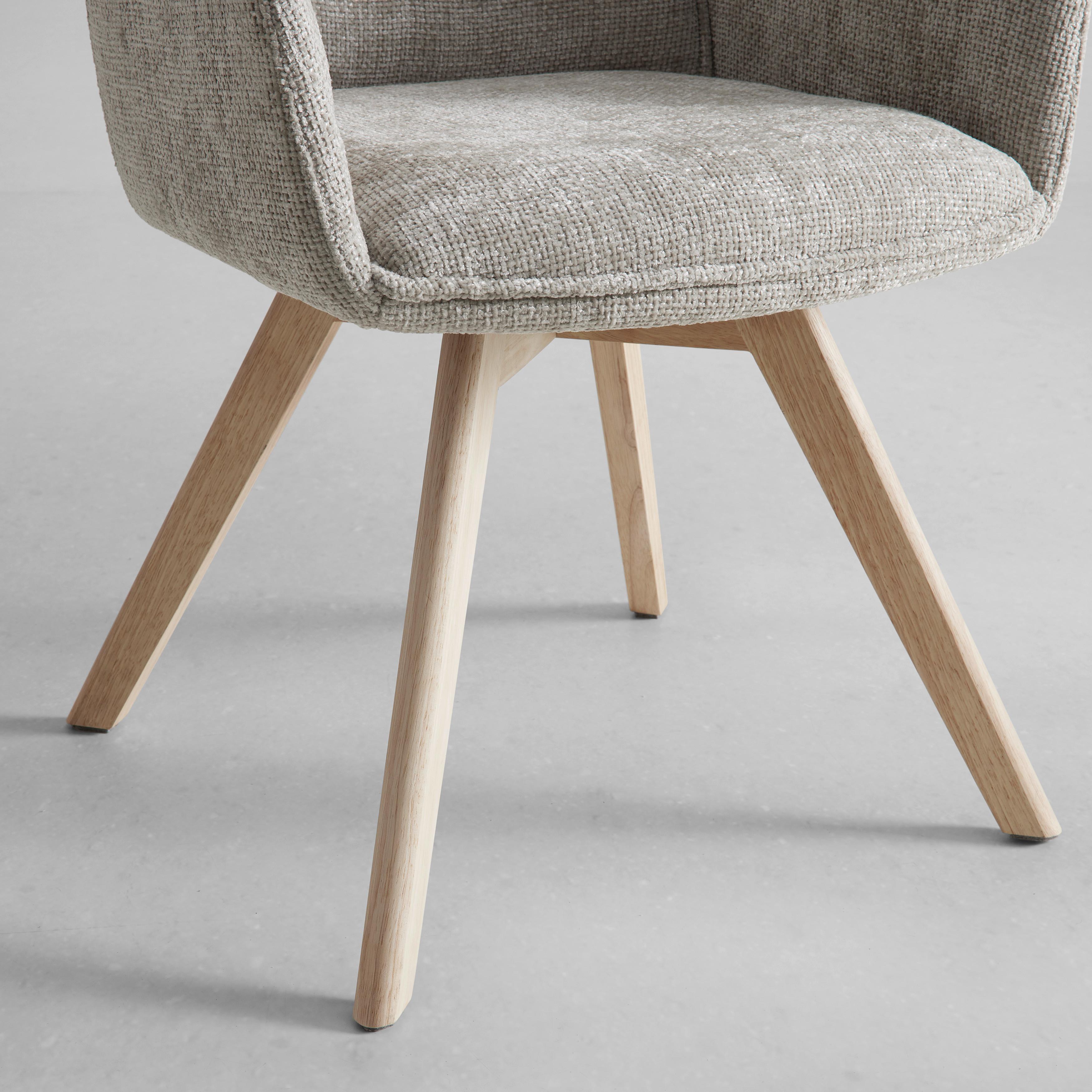 STOL MED ARMSTÖD TERESA - ljusgrå/naturfärgad, Modern, metall/trä (60/92,5/61cm) - Bessagi Home