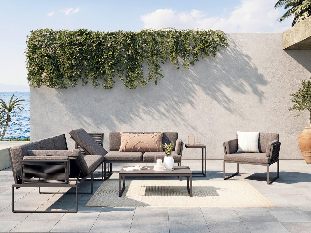 FOTEL OGRODOWY GIRONA - antracytowy/czarny, Design, metal/tkanina (83/76/83cm) - Amatio