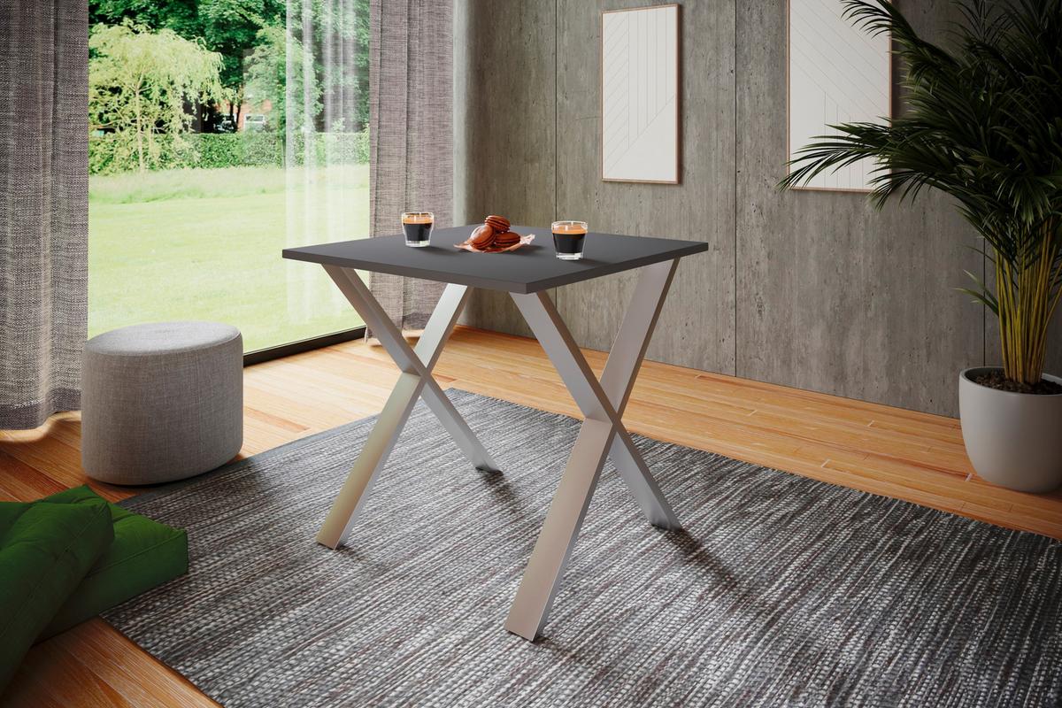 Pisalna Miza Lona, Antracit, Srebrna, 80x80cm - srebrne barve/antracit, Design, kovina/leseni material (80/76/80cm) - MID.YOU