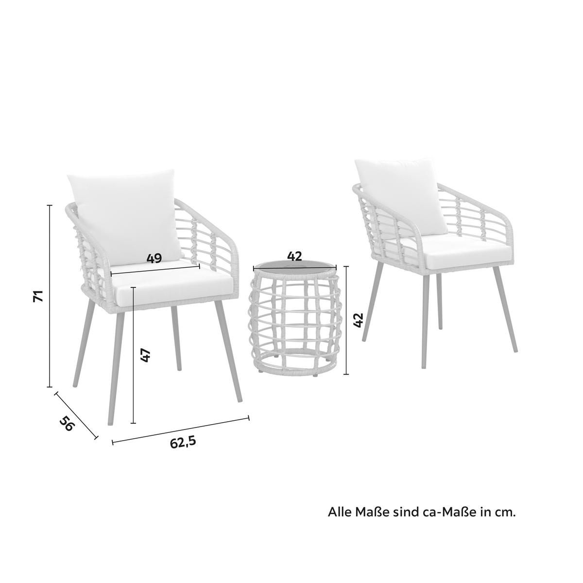 BALKONSET LENI 1 - Beige/Schwarz, Modern, Glas/Kunststoff (56/62/72cm) - Mömax