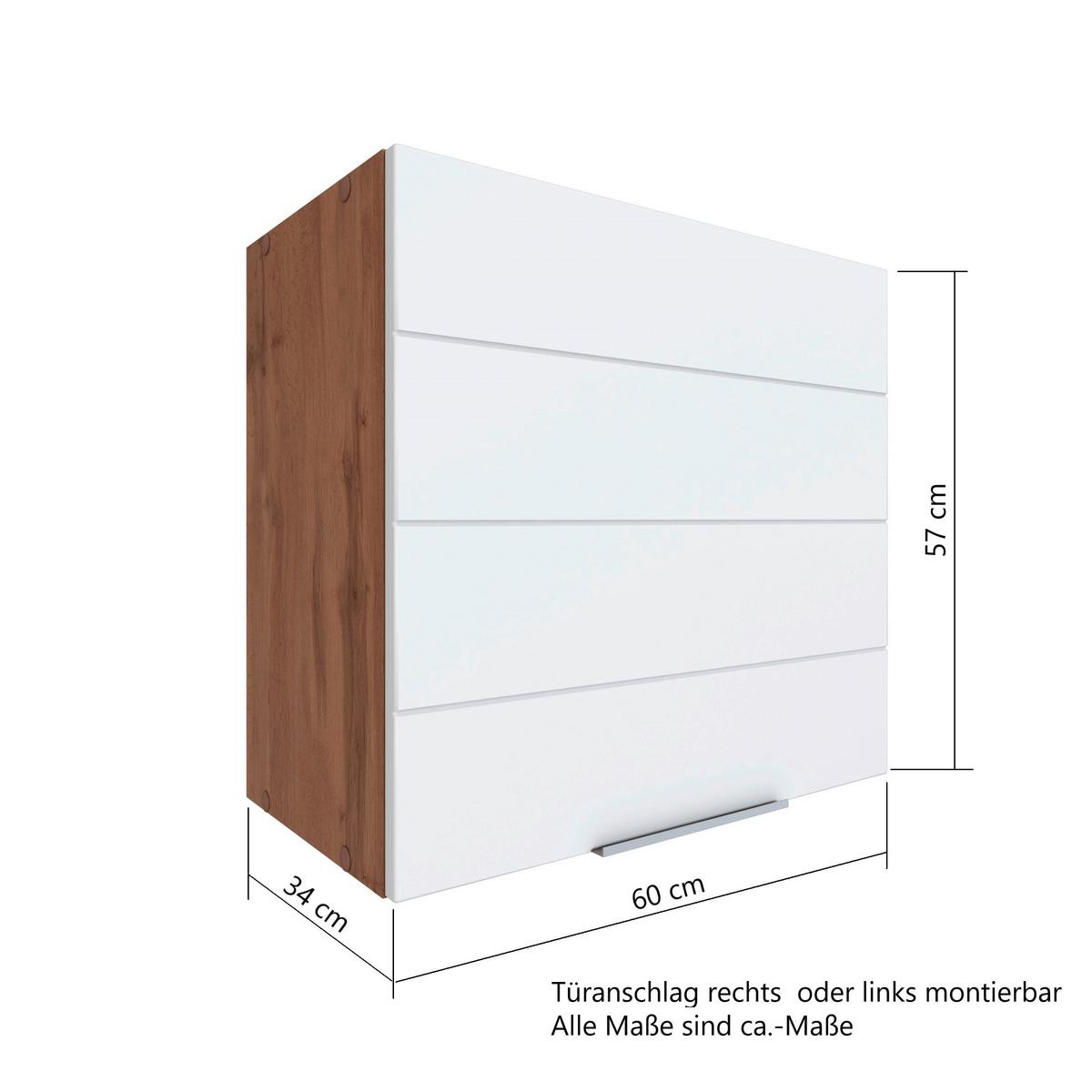 Küchenoberschrank Florenz ca. 60 cm Weiß/Eiche - Eiche Wotan/Weiß, Design, Holzwerkstoff/Metall (60/57/34cm) - Held