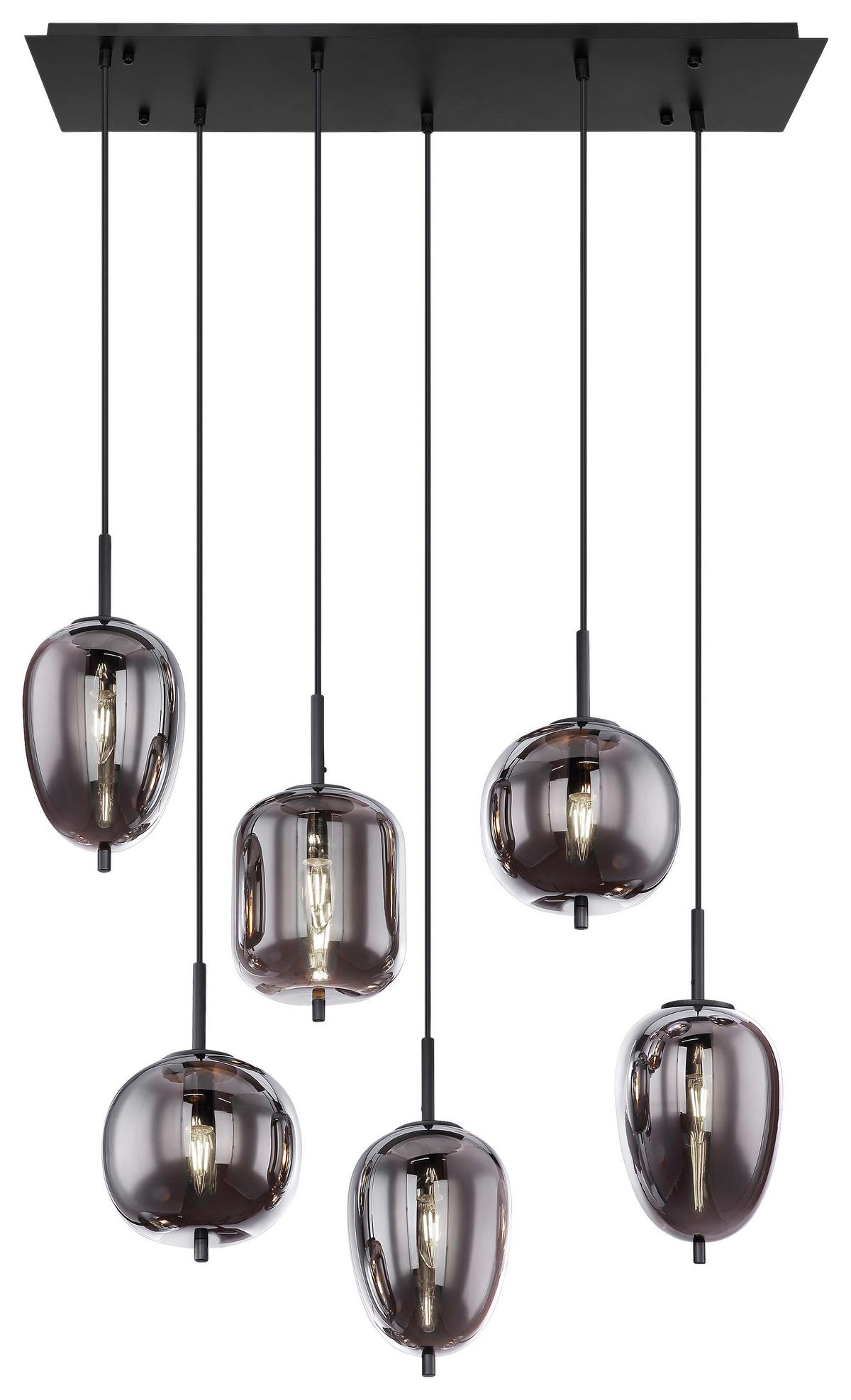 Hängeleuchte Jeanette max. 40 Watt - Schwarz, Modern, Glas/Metall (80/34/120cm) - Premium Living