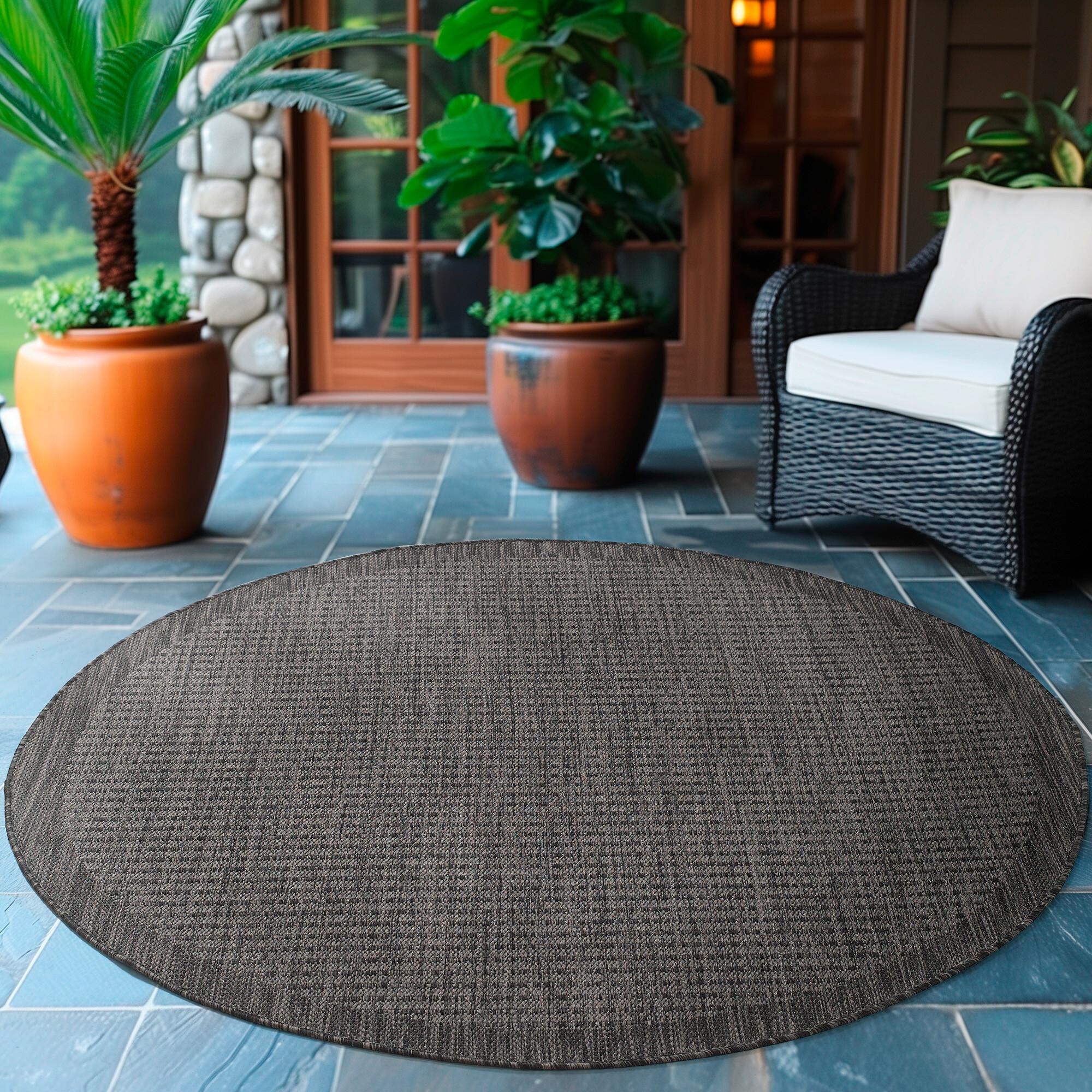 Outdoorteppich Giza Schwarz Ø ca. 160cm - Schwarz, Basics, Textil (160cm) - Novel