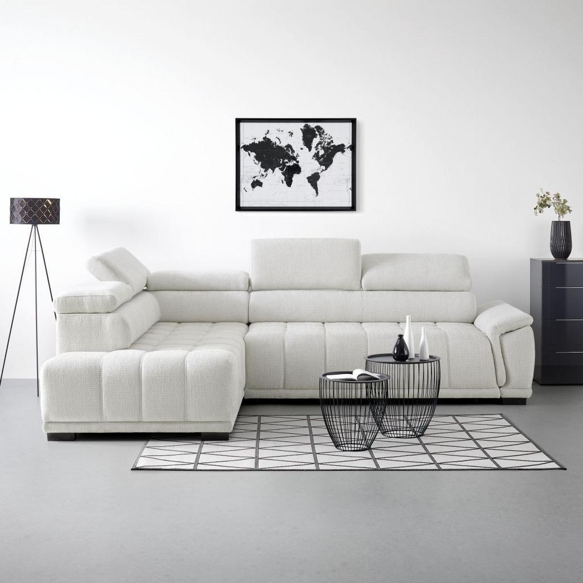 Kutna Garnitura Gremio - sivo-bijela/crna, Moderno, tekstil/plastika (206/283cm) - Modern Living