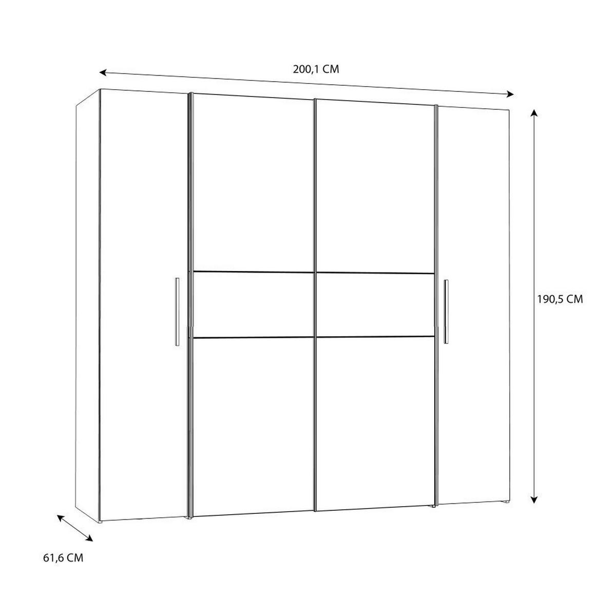 Omara S Klasičnimi Vrati Kalix, Barva Hrasta, Bela - bela/barve aluminija, Konvencionalno, umetna masa/leseni material (200,1/190,5/61,6cm) - Carryhome
