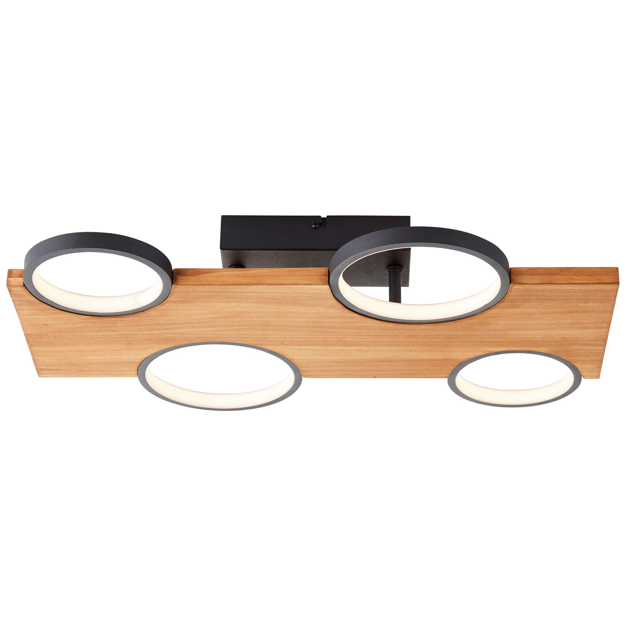 LED-Deckenleuchte Cheesy Schwarz/Hellbraun max. 28 Watt - Hellbraun/Schwarz, Natur, Holz/Metall (10,2/55/34,6cm) - Brilliant