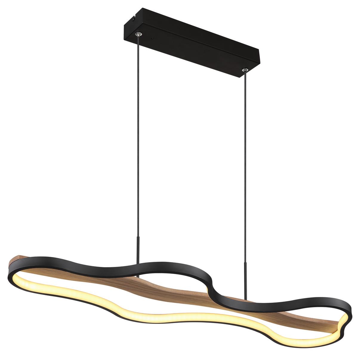 Viseča Led-svetilka Bezzy, S Sijalko - črna/temno rjava, Design, kovina/umetna masa (80,6/29/150cm) - Globo