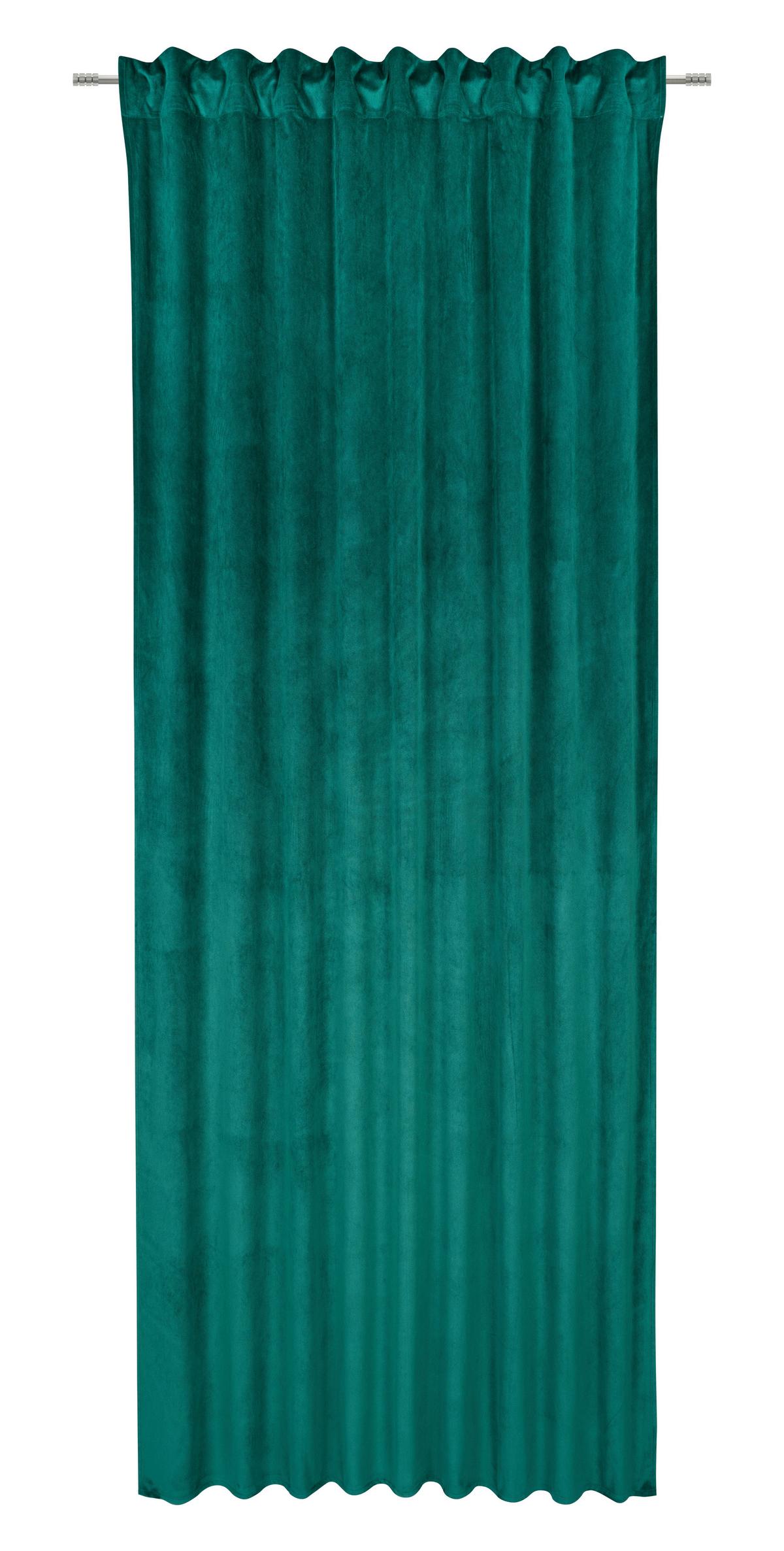 Fertigvorhang Bianca Samtoptik ca. 140x245cm - Dunkelgrün, KONVENTIONELL, Textil (140/245cm) - Modern Living