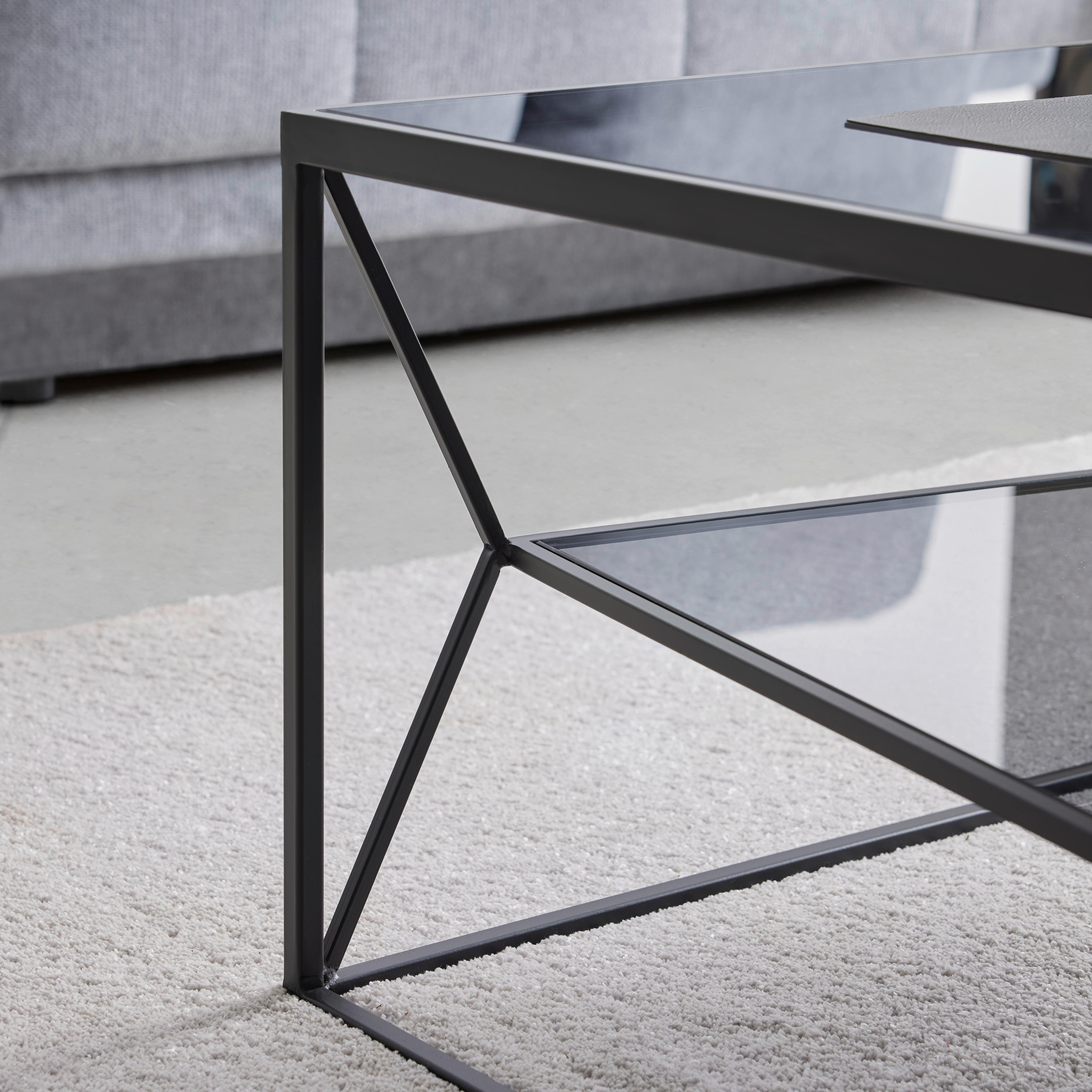 SOFFBORD ANGEL - grå/svart, Modern, metall/glas (70/38/70cm) - Premium Living