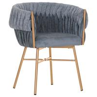 KRZESŁO Z PODŁOKIETNIKAMI TWISTY   -AMBIA HOME- - kolor złoty/jasnoniebieski, Design, metal/tkanina (65/76/60cm) - Ambia Home