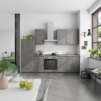 Küchenblock Riva Low m. Geräten Schieferfarben - Schieferfarben/Edelstahlfarben, MODERN, Holzwerkstoff/Metall (270cm) - Nobilia