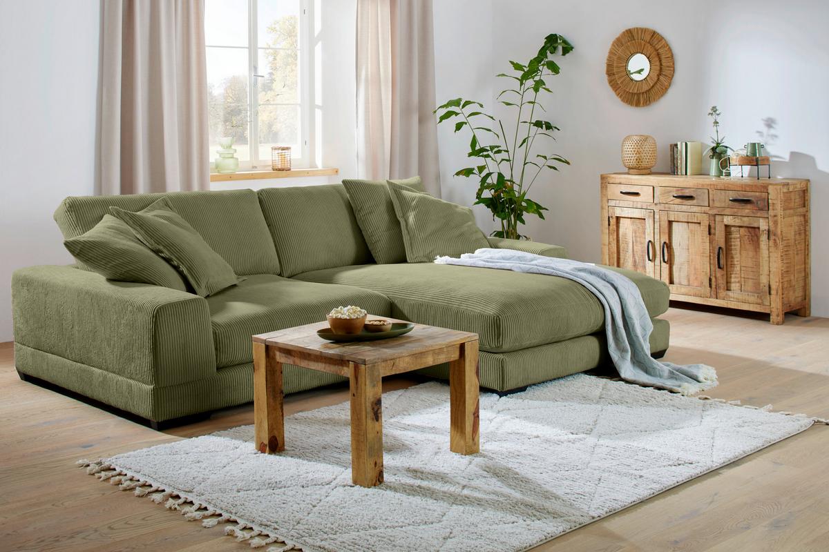 Wohnlandschaft Paddy Ecke in Grün - Beige/Schwarz, ROMANTIK / LANDHAUS, Holz/Kunststoff (280/57/125cm) - Mömax