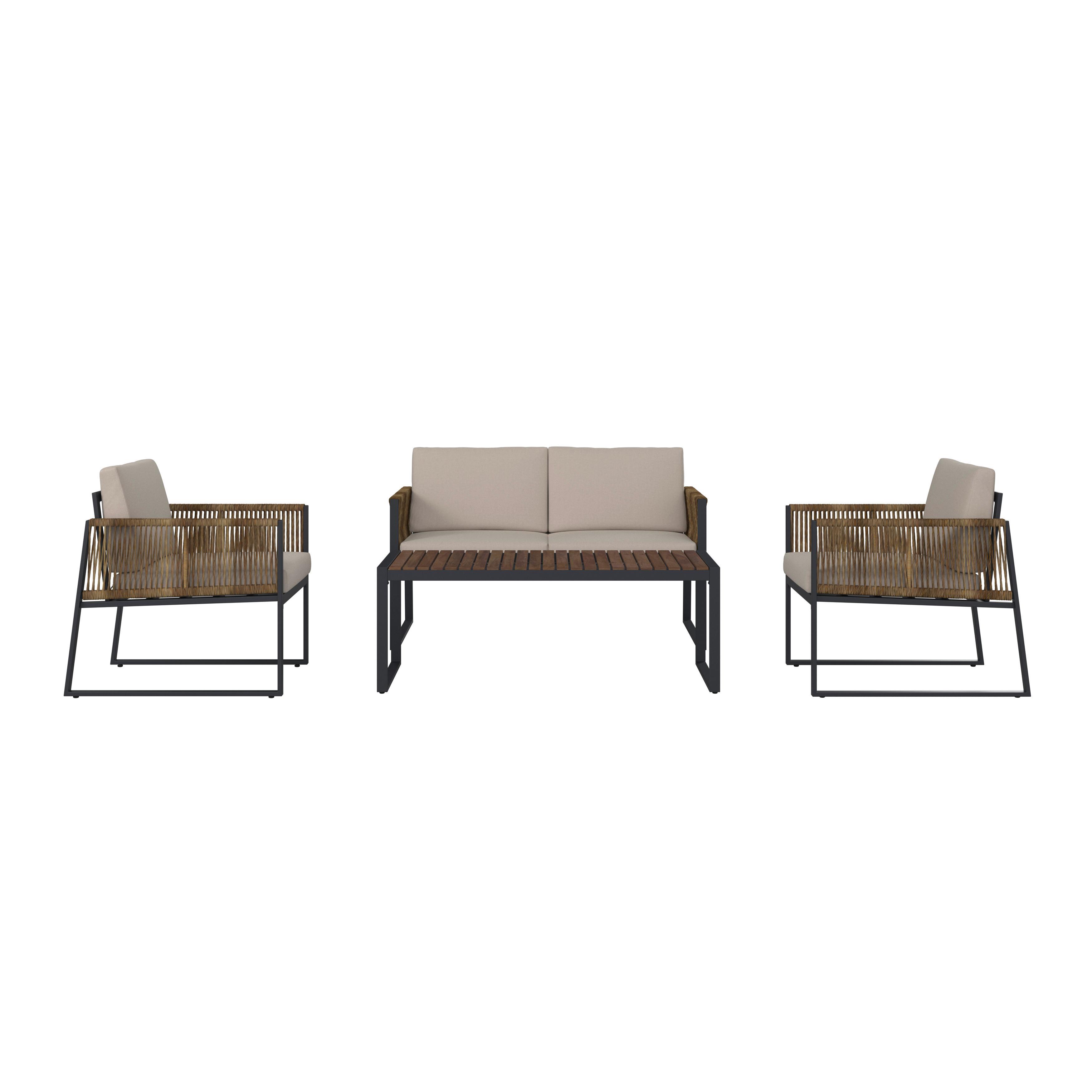 Vrtni Set Magaluf, Antracit, Rjava, 4-Delno - bež/antracit, Moderno, kovina/umetna masa (130/76/72cm) - Mömax