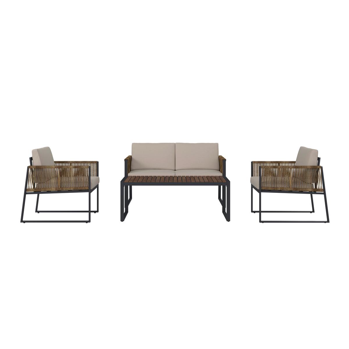 Vrtni Set Magaluf, Antracit, Rjava, 4-Delno - bež/antracit, Moderno, kovina/umetna masa (130/76/72cm) - Mömax